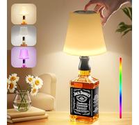Lampe de Bouteille Sans Fil,Tactile et réglable 3 Températures de Couleur&RGB LED Lampe de Table, Abat-Jour Bouteille Rechargeable par USB-C, IP54 Etanche pour Restaurant,Chambre, Café ou cadeau