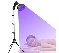 Lampe de bronzage pour visage et corps, lampes solaires LED pour bronzage, avec masque pour les yeux et support réglable, lampadaire rotatif à 180°, lumière violette, pour peau bronze antique (54W)