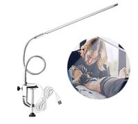 Lampe de bureau à DEL avec pince, lampes orientables et orientables avec pince de réglage de la direction et de luminosité USB pour la lecture, l'étude, la lumière de tatouage, manucure beauté, blanc
