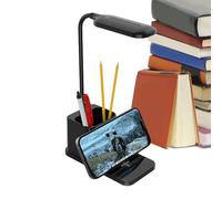 Lampe de bureau à intensité variable | Petite lampe de bureau LED avec chargeur sans fil, porte-stylo, éclairage à luminosité réglable, accessoires de bureau, chargeur de téléphone pour la lecture et