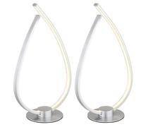 Lampe de bureau à LED double, lampe de bureau, métal argenté, interrupteur à cordon, H 37,5 cm