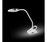 Lampe de bureau à LED Swirl, pied/pince, blanc/argent