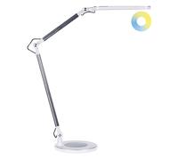 Lampe de Bureau Argentée à LED Tactile Intensité Variable Bras Ajustable Grus [EEK: E]