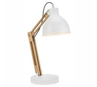 Lampe De Bureau Articulée Réglable En Bois Et Métal Blanche H:44cm E27
