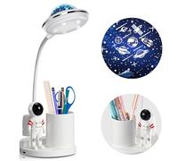 Lampe de bureau astronaute pour enfants, veilleuse projecteur spatial d'étoiles, lumières d'astronaute avec porte-stylo, éclairage à intensité variable en continu, petite lampe de table de lecture