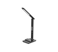Lampe de Bureau avec la Charge Induction Qi 10W, Fonction réveil, Affichage de l'heure, la Date, la température, lumiosité réglable, Bras Pliable, Noire