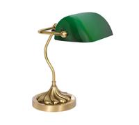 Lampe De Bureau Banker En Laiton Et Verre 29 CM Style Jugend