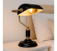 Lampe de banquier LED Lampe de table anthracite dorée Lampe de lecture Lampe de bureau Lampe de salon, 1x E27 LED blanc chaud, LxlxH 26,5x18x 34 cm