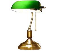 Lampe De Bureau Banquier - Opaline Verte - 38 CM - Avec Chaînette