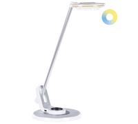 Lampe de Bureau Blanc et Argenté en Aluminium et Pierre 45 cm à LED et USB Corvu [EEK: E]