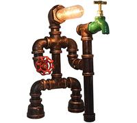 Lampe de Bureau Bronze Table Lamp Vintage, Pipe à Eau Lampe de Table, Fer Rétro Industriel Art Pipes Eau Lampe de Table Loft, Applicable Vintage Creative Light Desk for Le Salon, Chambre