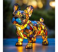 Lampe de bureau Corgi, teckel, chihuahua, schnauzer, bouledogue français, boxeur, carlin, beagle, poméranie, basset hound - Lampe de table LED vintage en résine teintée USB (bouledogue français