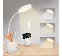 Lampe de Bureau de Porte-stylo, Tactile Lampe de Bureau à LED Dimmable avec 3 Modes D'éclairage , Fil USB Recharge pour