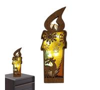 Lampe De Bureau - Décoration LED Renne En Forme De Bougie | Enseigne De Noël En Bois D'Intérieur | Pour Salon Chambre À Coucher Maison Dessus De Table Cuisine Bureau