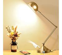 Lampe de bureau dorée à intensité variable avec port USB, contrôle tactile réglable, 3 modes de couleur, lampe de lecture de style rétro en laiton pour bureau à domicile et table de chevet
