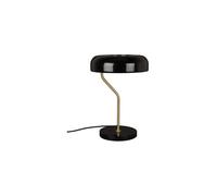 Lampe de bureau en métal noir, abat-jour noir extérieur, intérieur doré, E27, 1 ampoule - Dutchbone, Devi - 30x30x42 cm