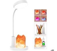 Lampe de bureau enfant blanche avec sel de lHimalaya changement de couleur automatique rechargeable couleurs multiples LARGEIGHT