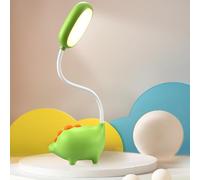 Lampe de Bureau Enfant Led, Lampe Chevet Enfant Dinosaure pour Enfants Lampe de Chevet Dimmable Avec 3 Modes Niveaux Luminosité, Rechargeable Par Usb Interrupteur Tactile Pour Apprendre & Lire(Vert)
