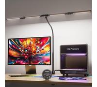 Lampe de bureau EYOCEAN, lampe de bureau à 4 sources lumineuses, 24 W, 100 cm, lumière du jour, avec télécommande, lampe pour écran à intensité variable, lampe de bureau à col de cygne, lampe pour ord