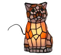 Lampe de bureau faite à la main en forme de chat avec vitrail, lampe de table de style, lampe de table d'appoint en vitrail de style Tiffany veilleuse chevet salon chambre animaux amoureux des animaux