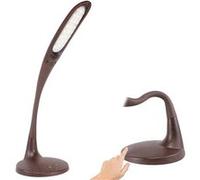 Lampe de Bureau LED - Lampe de Table Tactile - 5 Intensités + 3 Températures (Naturelle / Blanc Froid / Blanc Chaud) - Inclinable 150 - Effet Bois