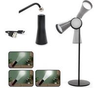 Lampe LED 3en1 : Lampe de Bureau LED + Applique Murale + Lampe Torche - Fixation Magnétique - Tête Orientable 360° - Batterie Rechargeable USB - 3 Niveaux de Luminosité - Contrôle Tactile - Noir