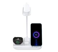 Lampe de bureau flexible Elight T8 5W avec support de chargeur sans fil 15W pour téléphone/montre/casque blanc