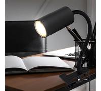 Lampe de table, lampe d'appoint, lampe de bureau, mobile, liseuse, lampe à pince, lampe de table, métal noir, bras flexible, GU10, LxlxH 29x10x41,5cm