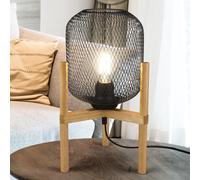 Lampe de bureau Lampe de salon Cage Bois Boule d'éclairage brun noir