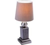 Lampe de bureau lampe de table lampe salle d'étude abat-jour textile lampe de lecture en bois, câble 1,5 m, gris marron, douille 1x E14, DxH 15x34