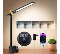 Lampe De Bureau Led, À Intensité Variable, Avec Adaptateur Secteur, Lampe De Bureau Pour Enfants, 4 En 1, 1000 Lm, 5 Couleurs Et 11 Niveaux De Luminosité, Sortie Usb + Type C, Lampe De Lectu[X1108]