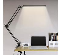 Lampe de Bureau LED Architecte, BIENSER 14W Pliable avec Pince, 10 Niveaux de Luminosité X 3 Modes de Couleur, Réglable, Protection des Yeux, 5V/2A CE Adaptateur Incluse