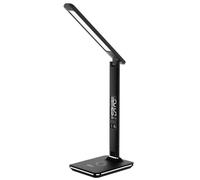 Lampe De Bureau LED Ares Avec Chargeur Sans Fil Et Horloge, Noire - GROOV-E