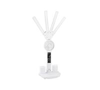 Lampe de Bureau LED avec Ventilateur, Lampe de Bureau avec Horloge, 5 Modes D'Éclairage, 3 Niveaux de Luminosité et Porte-Stylo