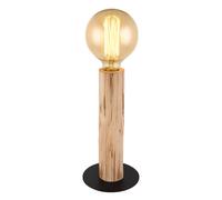 Lampe de bureau LED en bois Filament naturel Lampe de bureau vintage, métal noir, 1x 4W 320Lm blanc chaud 1700K, DxH 15x30 cm
