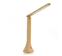 Lampe de bureau LED FISHTEC Wood Touch - effet bois, tactile, 3 niveaux, USB/piles