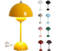 Lampe De Bureau LED Flowerpot Lampe Champignon Tactile Dimmable sans Fil à Piles avec 3 Modes De Luminosité Lampe De Bureau Décorative pour Chambre à Coucher Bureau Salon, B