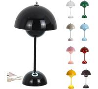 Lampe De Bureau LED Flowerpot Lampe Champignon Tactile Dimmable sans Fil à Piles avec 3 Modes De Luminosité Lampe De Bureau Décorative pour Chambre à Coucher Bureau Salon, D