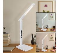 Lampe de bureau LED lampe de bureau aspect cuir chromé date heure gradateur tactile