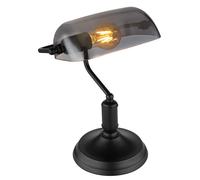 Lampe de bureau LED Lampe de bureau banquier noir verre fumé lampe de lecture, métal, 7W 806Lm blanc chaud, LxH 25x32 cm