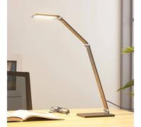 Lampe de bureau LED Mion Lucande, dimmable, gris, Bureau, Aluminium, Moderne, Lampe a poser