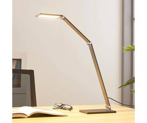 Lampe de bureau LED Mion Lucande, dimmable, gris, Bureau, Aluminium, Moderne, Lampe a poser