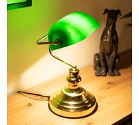 Lampe de table rétro nostalgique Lampe de banquier verte dans un ensemble comprenant des ampoules LED