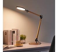Lampe de bureau LED Nyxaris Lindby, dimmable, doré, Bureau, Matière Plastique, Moderne, Lampe a poser