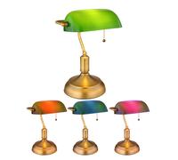 Lampe de bureau LED RGB Lampe de bureau verre vert Lampe de lecture, abat-jour orientable, interrupteur à tirette, 1x douille E27, LxH 26,5x36 cm