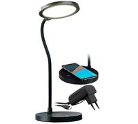 Lampe de bureau LED tactile Lunartec - Noir - Luminosité réglable - Chargeur compatible Qi