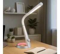 Lampe de bureau LED avec chargeur USB, veilleuse RGB argentée à intensité variable