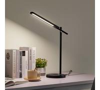 Lampe de bureau LED Valtorin Lindby, dimmable, noir, Bureau, Matière Plastique, Moderne, Lampe a poser