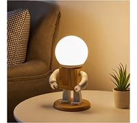 Lampe de bureau mignonne moderne, lampe de table humanoïde créative avec base en bois lampe de bureau en forme de bras réglable lampe de lecture amusante pour chambre à coucher, bureau, chambre d'enf