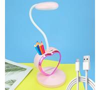 Lampe de bureau pour enfant fille - LED à intensité variable - Avec porte-stylo et ventilateur - Lampe de lecture douce pour les yeux - Avec capteur tactile - USB - Pour la lecture, l'apprentissage -